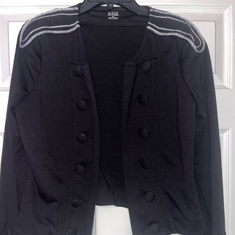 Black Military Style Jacket with Silver Accents